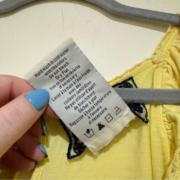 Women’s Y2K Dex Brand Yellow Lettuce Trim Flowy Soft Summer Tank Top Size: L - Picture 9 of 15